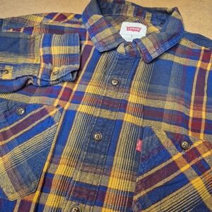 Levi's Blue and Yellow Plaid Casual Button Down Shirt 2573/380
